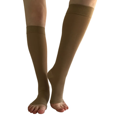 Levaire Opaque Knee High Compression Stockings, 20-30 mmHg-Open Toe