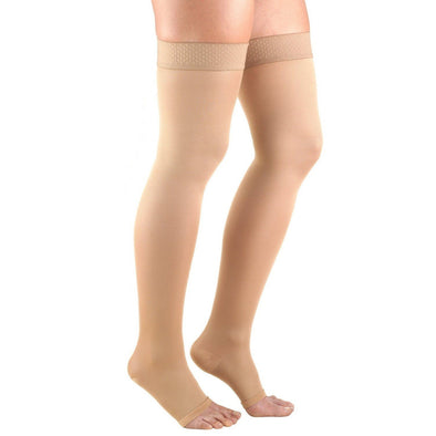 Truform Open-Toe Opaque Thigh-High Compression Stockings TorontoOrthotics S Beige 