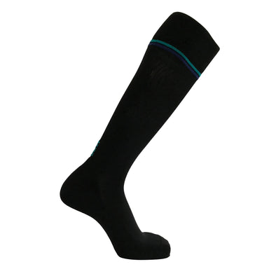 knee-high-support-socks-navy-horizontal-blue-aqua-band-stripes-achi-plus-nightryder-one-stop-compression-sox