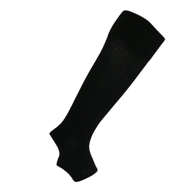 knee-high-compression-socks-black-toeless-heelless-achi-plus-stirrup-one-stop-compression-sox