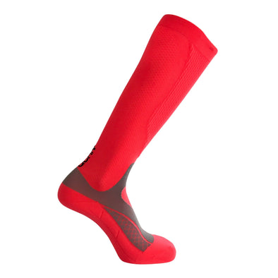 knee-high-compression-socks-orange-fluorescent--lightgrey-pattern-ankle-achi-vibetech-one-stop-compression-sox
