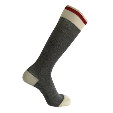 knee-high-compression-socks-grey-white-wool-horizontal-band-heel-toe-achi-workit-one-stop-compression-sox