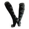 black-knee-high-support-socks-with-triangle-pattern-along-calf-achi-classic-performance-one-stop-compression-sox